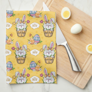 Cute Bunny Rabbit Easter Kitchen Towel