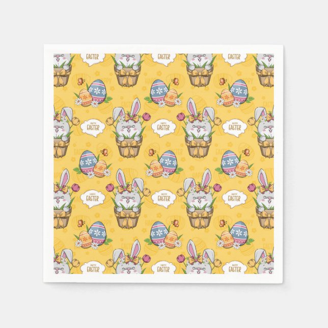 Cute Bunny Rabbit Easter Napkins (Front)
