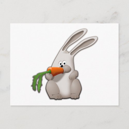 Cute Bunny Rabbit Eating a Carrot _ Easter Holiday Postcard