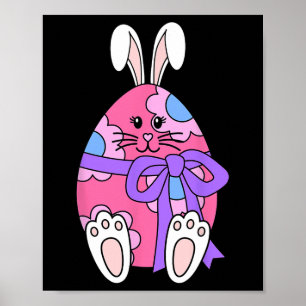 Cute Bunny Rabbit Egg Floral Girls Happy Easter Da Poster