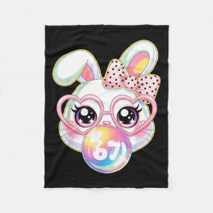 Cute Bunny Rabbit Face For Women Girls Kids Teens Fleece Blanket