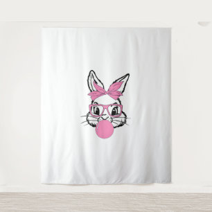 Cute Bunny Rabbit Face Glasses Girl Happy Easter D Tapestry