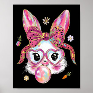 Cute Bunny Rabbit Face Happy Easter Day Women Girl Poster