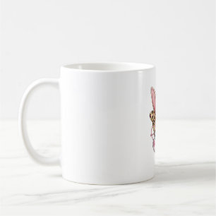 Cute Bunny Rabbit Face Leopard Bow Girls Happy Eas Coffee Mug