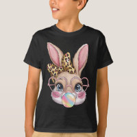 Cute Bunny Rabbit Face Leopard Bow Girls Happy Eas
