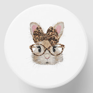 Cute Bunny Rabbit Face Leopard Coquette Bow Glasse Mini Candle Favors