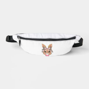 Cute Bunny Rabbit Face Leopard Glasses Girl Happy  Fanny Pack