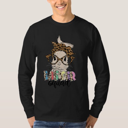 Cute Bunny Rabbit Face Leopard Glasses Girls Easte T_Shirt