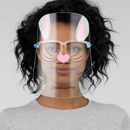Cute Bunny Rabbit Face Personalized Face Shield