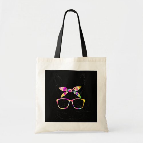 Cute Bunny Rabbit Face Tie Dye Glasses Girl Happy Tote Bag