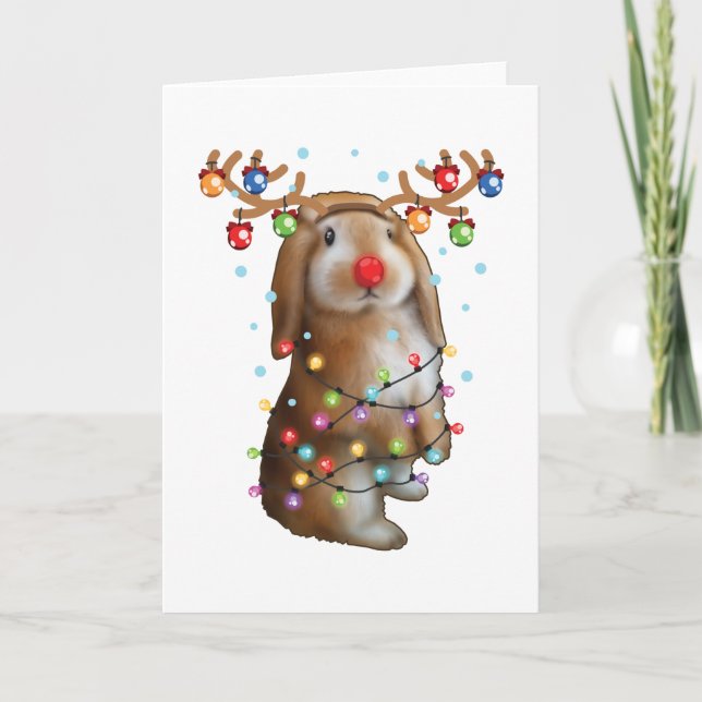 Cute Bunny Rabbit Funny Christmas Holiday Gifts Card (Front)