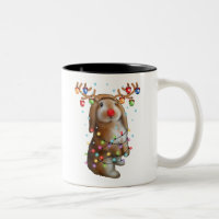 Cute Bunny Rabbit Funny Christmas Holiday Gifts Two-Tone Coffee Mug