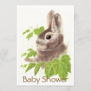 Cute Bunny Rabbit, Garden Animal Baby Shower Invitation
