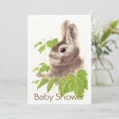 Cute Bunny Rabbit, Garden Animal Baby Shower Invitation (Standing Front)
