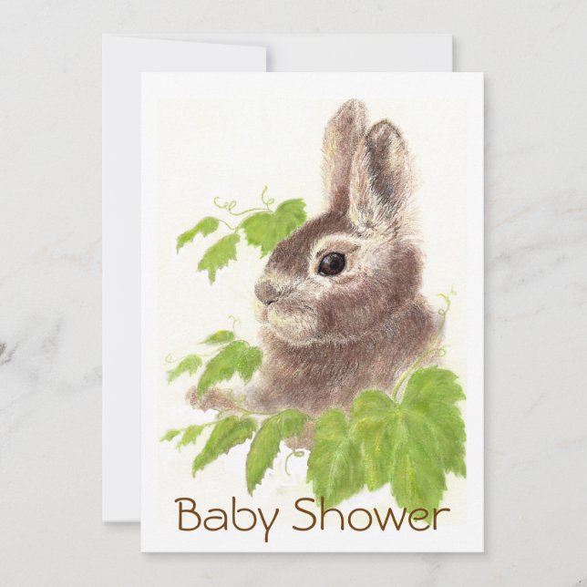 Cute Bunny Rabbit, Garden Animal Baby Shower Invitation (Front)