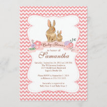 Cute Bunny Rabbit Girl Baby Shower Invitations