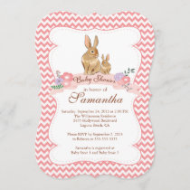 Cute Bunny Rabbit Girl Baby Shower Invitations