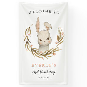 Cute Bunny Rabbit Girl Birthday Party Welcome Banner