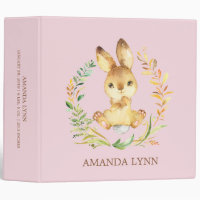 Cute Bunny Rabbit Girls Baby Photo Album 3 Ring Binder