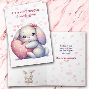 Cute Bunny Rabbit Granddaughter Valentine Card