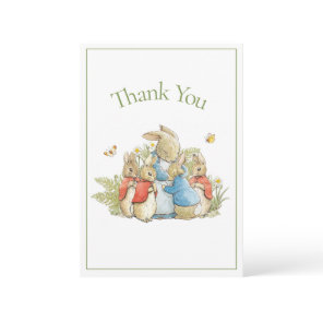 Cute Bunny Rabbit Green Baby Boy Girl Shower Thank You Card