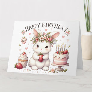 Cute Bunny Rabbit Happy Birthday Card