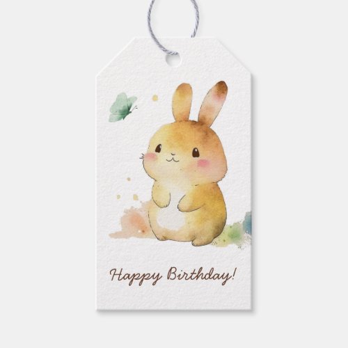 Cute Bunny Rabbit Happy Birthday Personalized Gift Tags