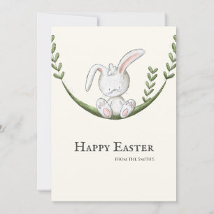 Cute Bunny Rabbit Happy Easter Holiday Card