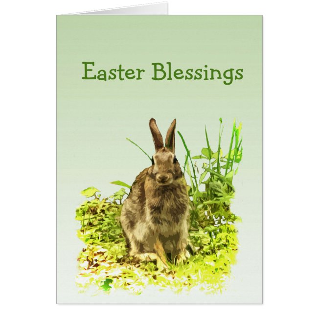 Cute Bunny Rabbit in Grass Easter Card