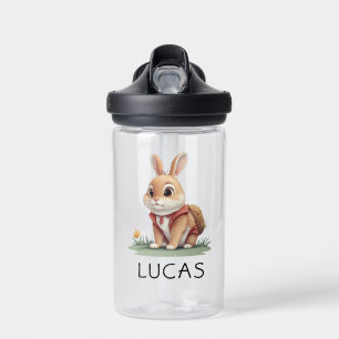 Cute Bunny Rabbit in Grass Kids School Water Bottle