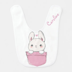 Cute Bunny Rabbit in Pocket Baby Baby Bib