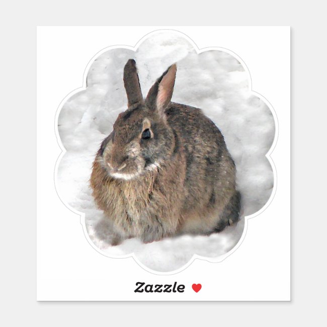 Cute Bunny Rabbit in the Snow Contour Sticker