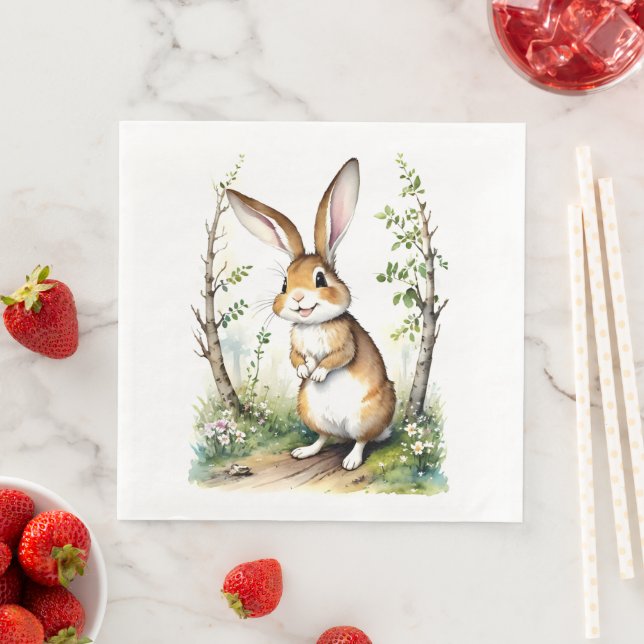 Cute Bunny Rabbit in the Woods  Paper Dinner Napkins (Insitu)