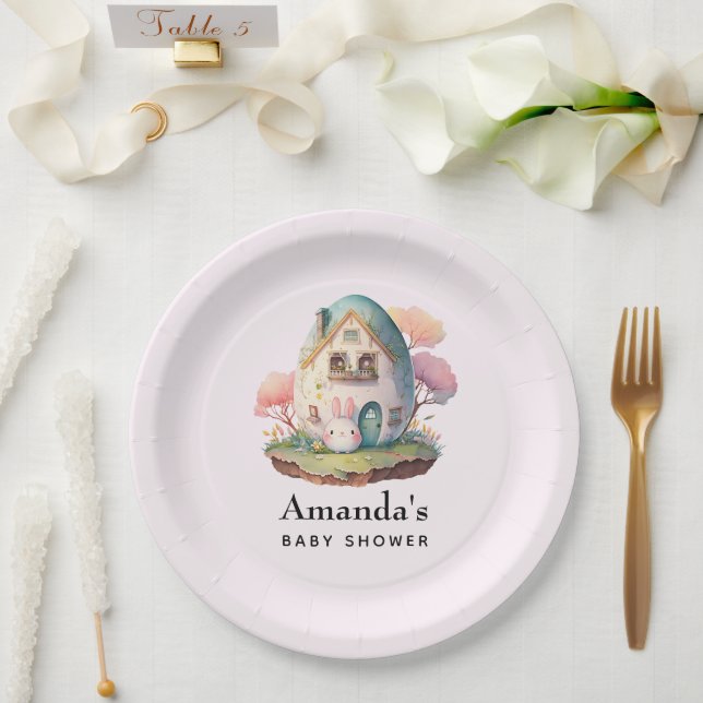 Cute Bunny Rabbit Japanese Kawaii Style Birthday Paper Plates (Wedding)
