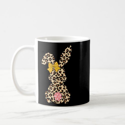 Cute Bunny Rabbit Leopard Bow Tie Happy Easter Day Coffee Mug