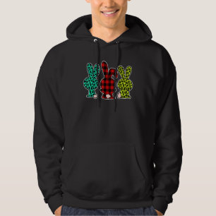 Cute Bunny Rabbit Leopard Buffalo Plaid Easter Hun Hoodie