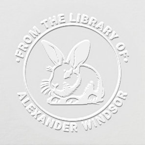 Cute Bunny Rabbit Line Art #3 Library Book Name Embosser