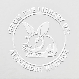 Cute Bunny Rabbit Line Art #3 Library Book Name Embosser
