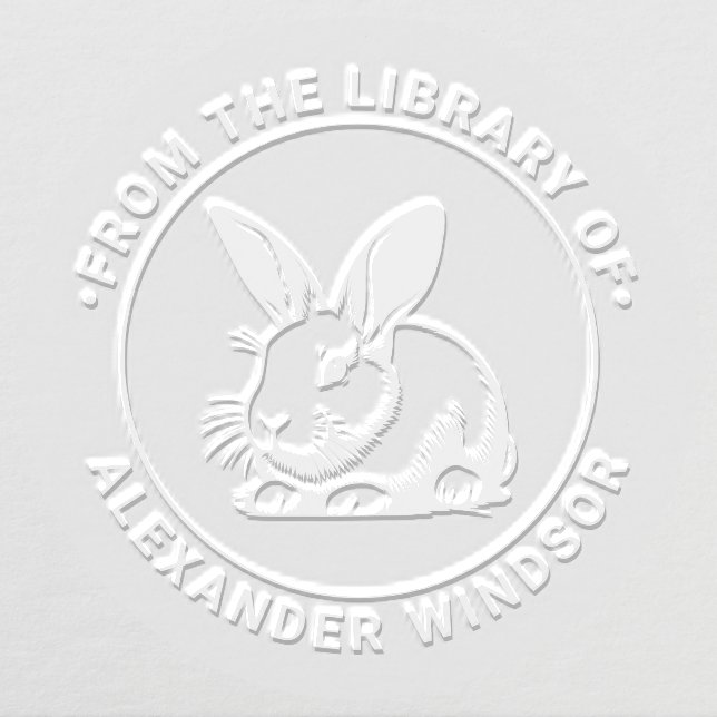 Cute Bunny Rabbit Line Art #3 Library Book Name Embosser (Design)