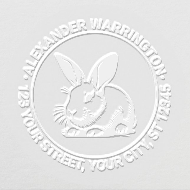 Cute Bunny Rabbit Line Art #3 Name Ret Address Embosser (Design)