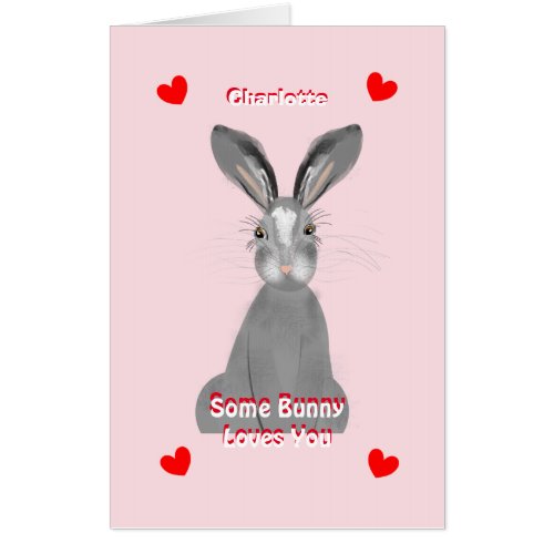 Cute Bunny Rabbit Love You Valentine Card