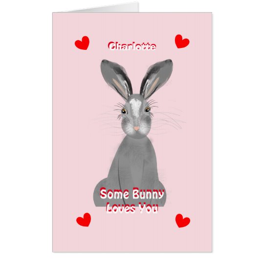 Cute Bunny Rabbit Love You Valentine Card | Zazzle.com