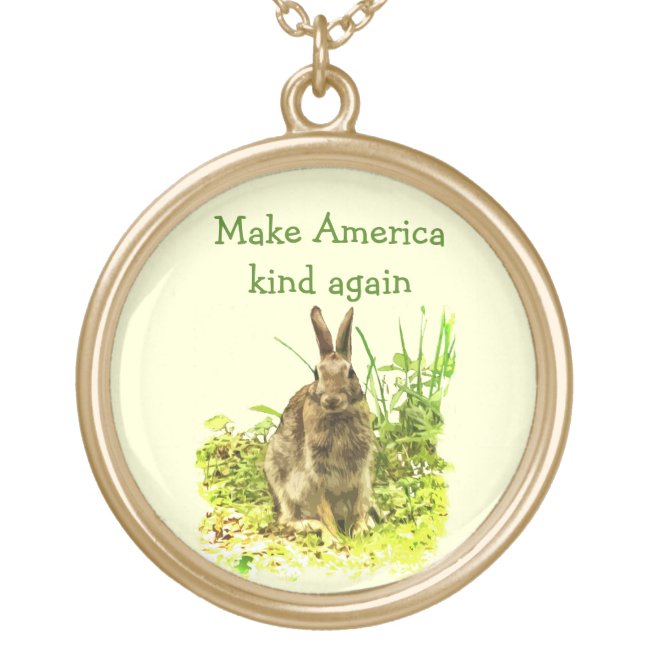 Cute Bunny Rabbit Make America Kind Again Necklace