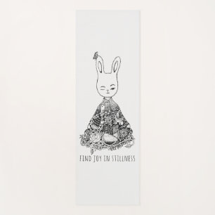 Cute Bunny Rabbit Meditation Illustration Kid's Yoga Mat