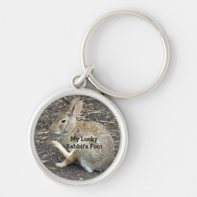 "CUTE BUNNY RABBIT, "MY LUCKY RABBIT'S FOOT" KEYCHAIN (Front)