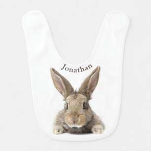 Cute Bunny Rabbit Name Baby Boy Girl Baby Bib