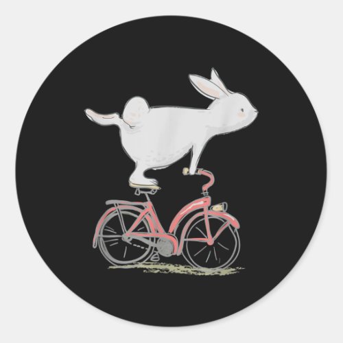 Cute Bunny Rabbit On Bike  Cycling  Bicycle Classic Round Sticker
