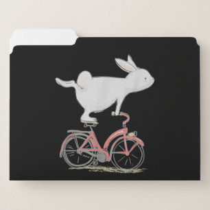 Cute Bunny Rabbit On Bike Cycling Bicycle File Folder