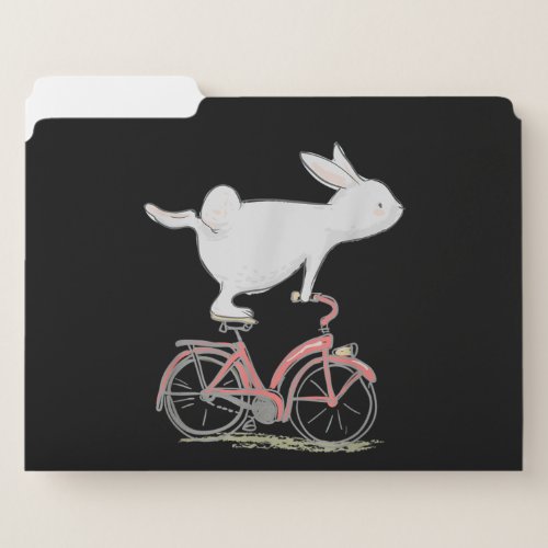 Cute Bunny Rabbit On Bike  Cycling  Bicycle File Folder