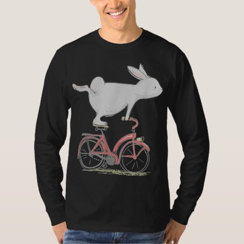 Cute Bunny Rabbit On Bike Cycling Bicycle  Gift T_Shirt